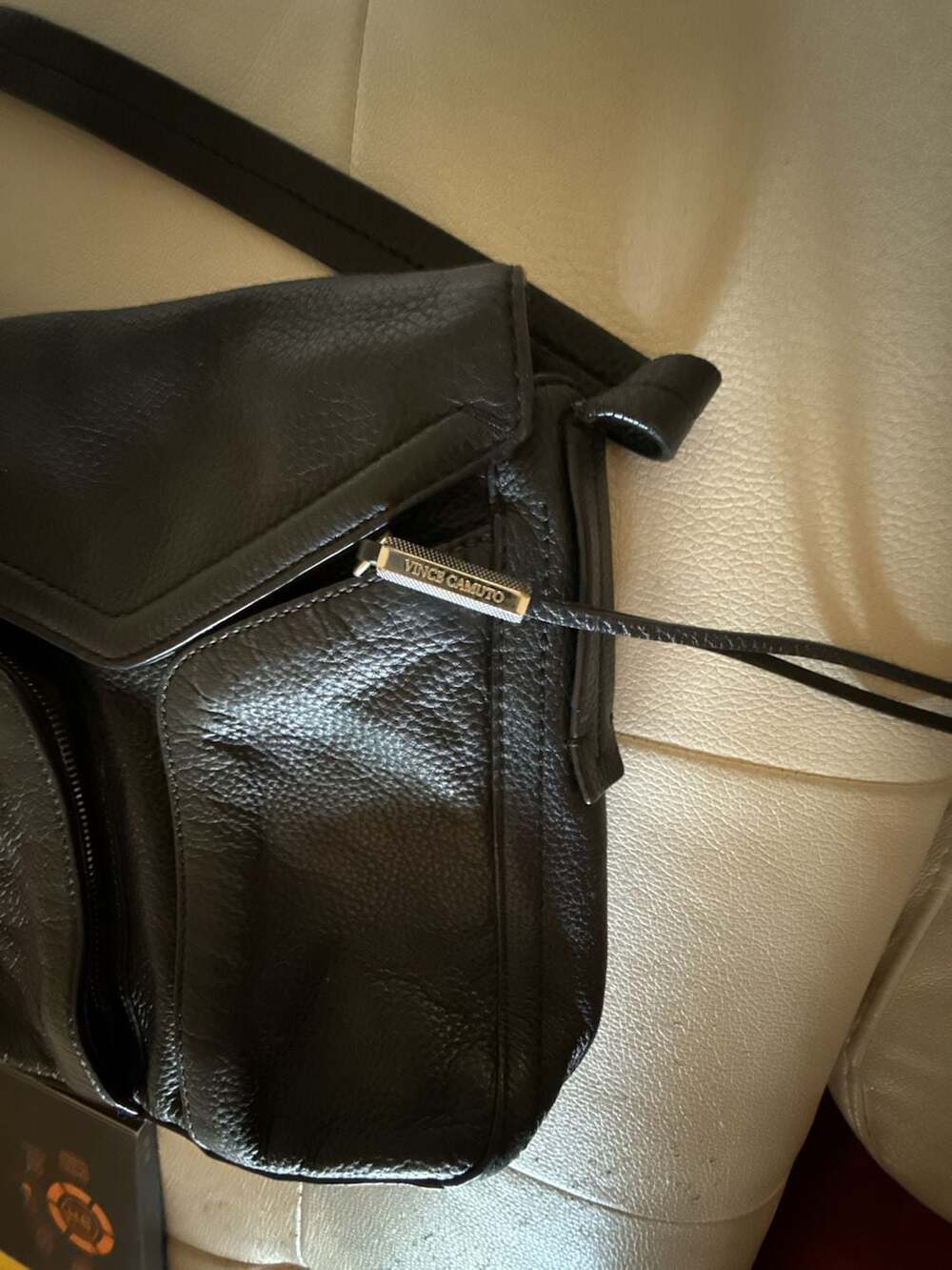 Vince Camuto Black Pebbled Leather Multi-Pocket Crossbody Bag - Picture 3 of 6